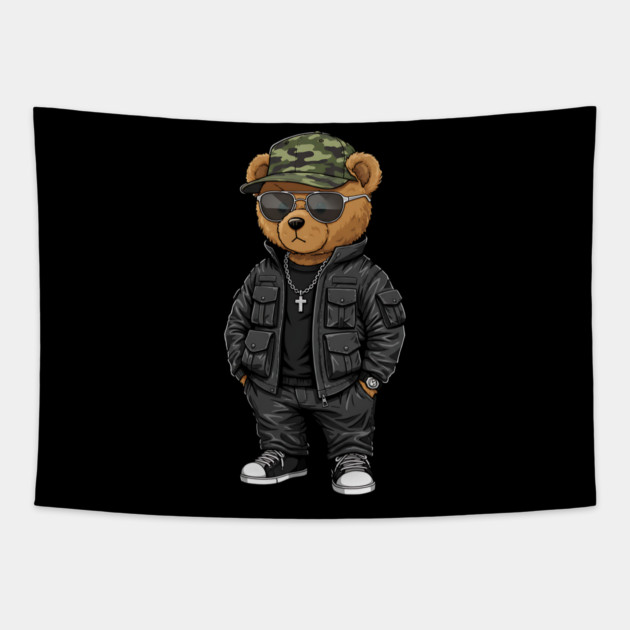 Hip-Hop Teddy Bear - Black Style Tapestry by UrbanLifeApparel