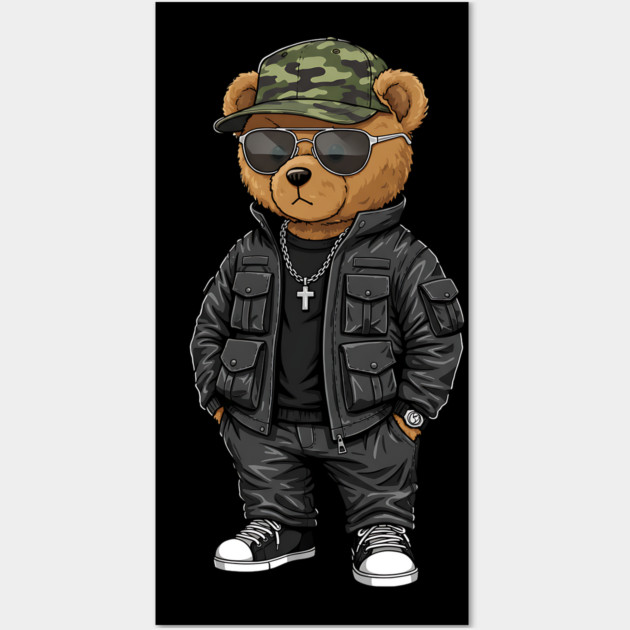 Hip-Hop Teddy Bear - Black Style Wall Art by UrbanLifeApparel