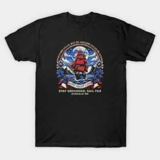 Hard Yacht Cafe Dundalk Maryland Marina Pirate Ship Bar T-Shirt