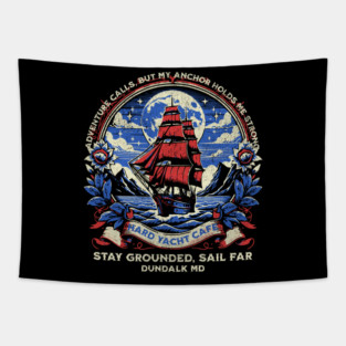 Hard Yacht Cafe Dundalk Maryland Marina Pirate Ship Bar Tapestry