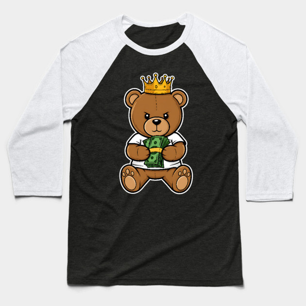 Teddy Bear - Get Money Baseball T-Shirt by UrbanLifeApparel