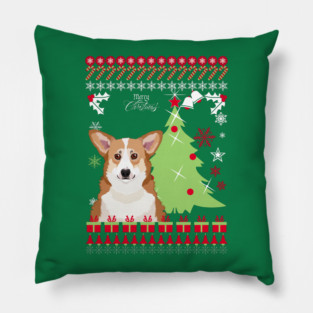 Corgi Christmas Sweater Pillow