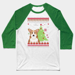 Corgi Christmas Sweater Baseball T-Shirt