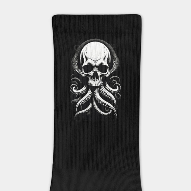 Tentacle Skull Black and White by Grave Digs