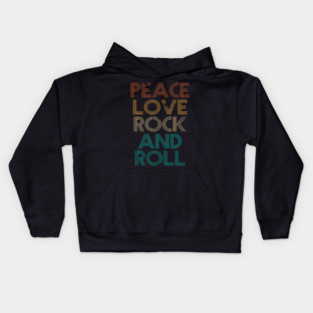 Peace Love Rock N Roll Vintage Band Rock Concert Lovers Kids Hoodie