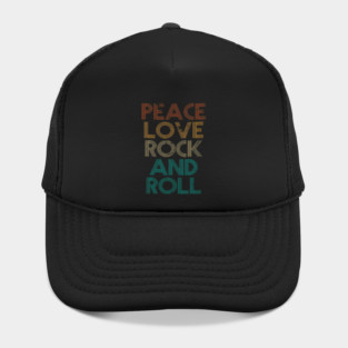 Peace Love Rock N Roll Vintage Band Rock Concert Lovers Hat