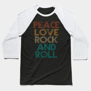 Peace Love Rock N Roll Vintage Band Rock Concert Lovers Baseball T-Shirt
