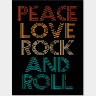 Peace Love Rock N Roll Vintage Band Rock Concert Lovers Posters and Art