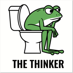 The Thinker Toilet Bathroom Humor Parody Posters and Art