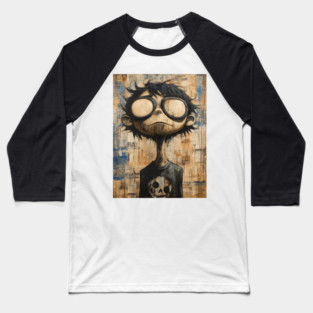 Surreal Punk Portrait - A Dark and Expressive Digital Artwork Baseball T-Shirt