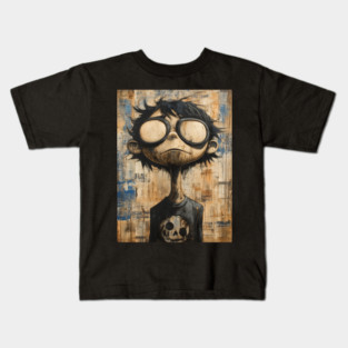 Surreal Punk Portrait - A Dark and Expressive Digital Artwork Kids T-Shirt