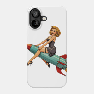 Vintage Pinup Girl on Rocket Phone Case