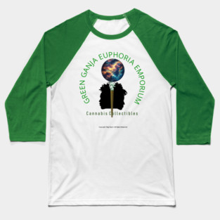 Green Ganja Euphoria Emporium Cannabis Collectibles Baseball T-Shirt