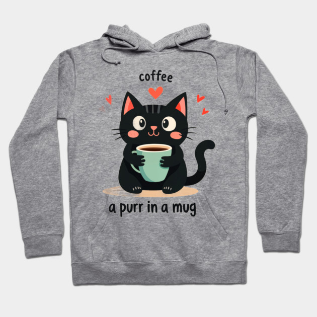 Coffee Cat T-Shirt – "Coffee-a Purr in a Mug" Funny Cat Lover Hoodie by MCALTees