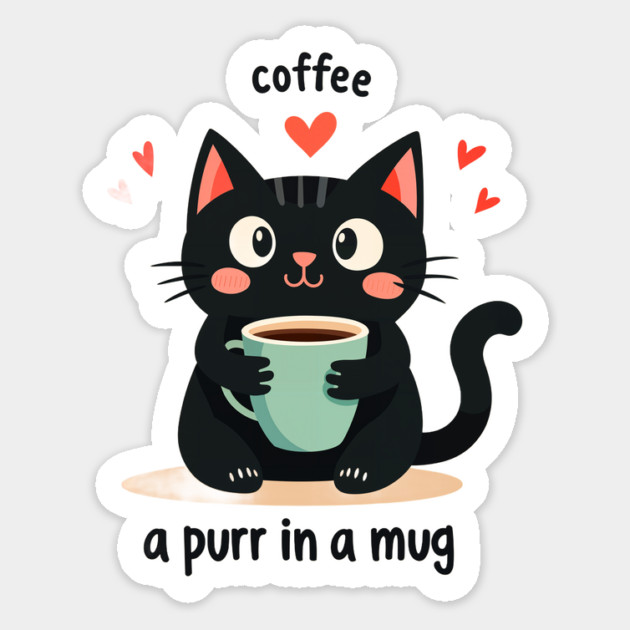 Coffee Cat T-Shirt – "Coffee-a Purr in a Mug" Funny Cat Lover Magnet by MCALTees