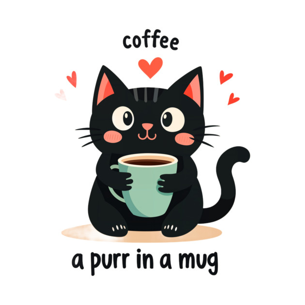 Coffee Cat T-Shirt – "Coffee-a Purr in a Mug" Funny Cat Lover by MCALTees