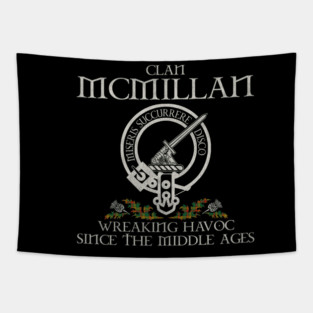 Clan McMillan crest Scottish surname tartan Thistle vintage Tapestry