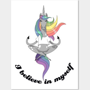 yoga unicorn Posters and Art