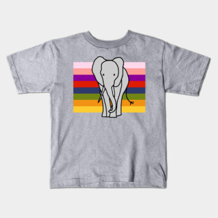 Elephant on Rainbow Stripes Graphic Kids T-Shirt