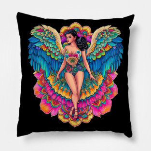 Colorful woman Eagle Style Pillow