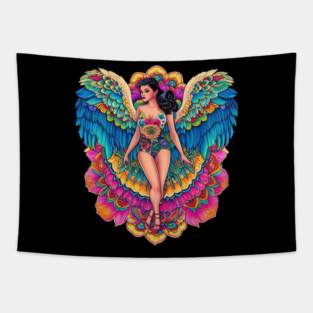 Colorful woman Eagle Style Tapestry