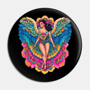 Colorful woman Eagle Style Pin