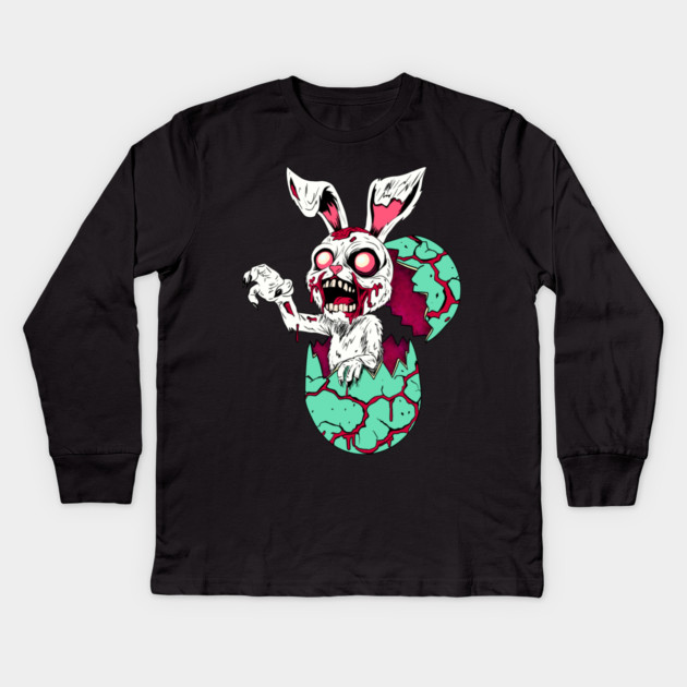 Zombie Easter Bunny Kids Long Sleeve T-Shirt by H. R. Sinclair