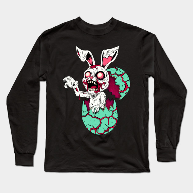 Zombie Easter Bunny Long Sleeve T-Shirt by H. R. Sinclair