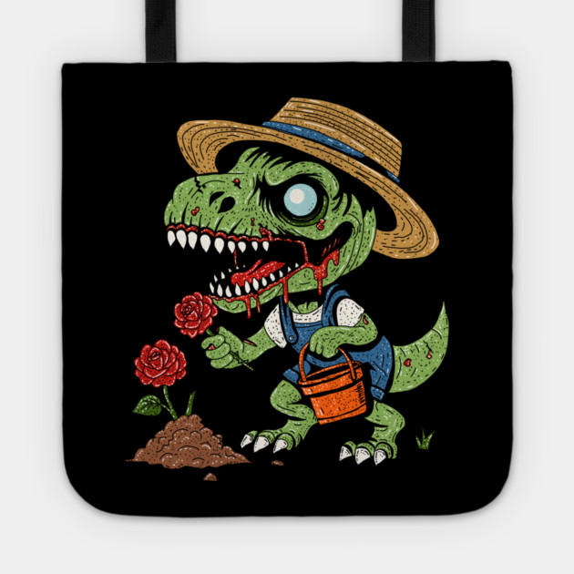 T-Rex Gardener Zombie Tote by H. R. Sinclair