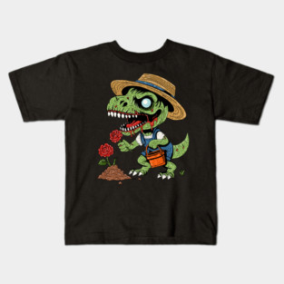 T-Rex Gardener Zombie Kids T-Shirt