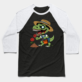 T-Rex Gardener Zombie Baseball T-Shirt