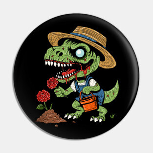 T-Rex Gardener Zombie Pin