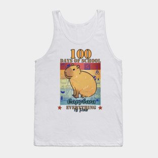 100 Days of School Capybara Everything is Fine Tank Top