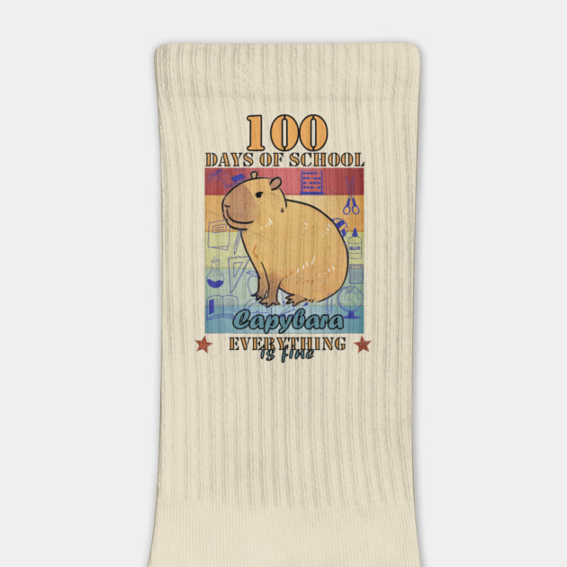 100 Days of School Capybara Everything is Fine by Db Printed