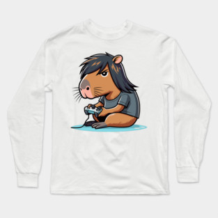 Capybara Video Gaming funny capy design Long Sleeve T-Shirt