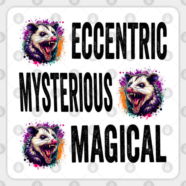 Eccentric, Mysterious, Magical, funny hissing feral possum design Sticker by Luxinda