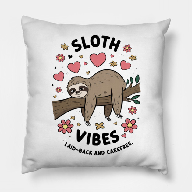 Sloth Vibes Pillow by enrynz
