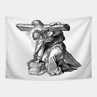 Jesus Carrying the Cross – Catholic Devotional Art Tapestry