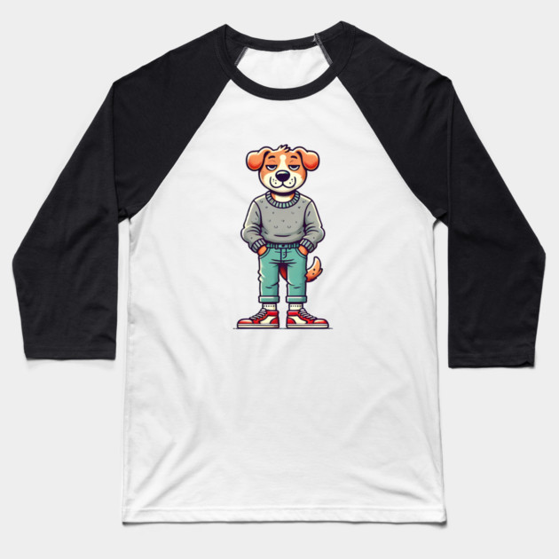 Funny Chilled Dog, Love Dogs Baseball T-Shirt by logiamerch
