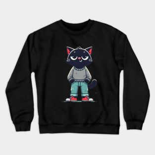 Funny Chilled Cat, Love Cats Crewneck Sweatshirt