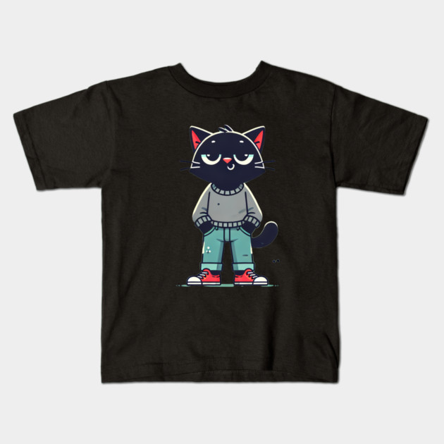 Funny Chilled Cat, Love Cats Kids T-Shirt by logiamerch