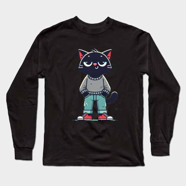 Funny Chilled Cat, Love Cats Long Sleeve T-Shirt by logiamerch
