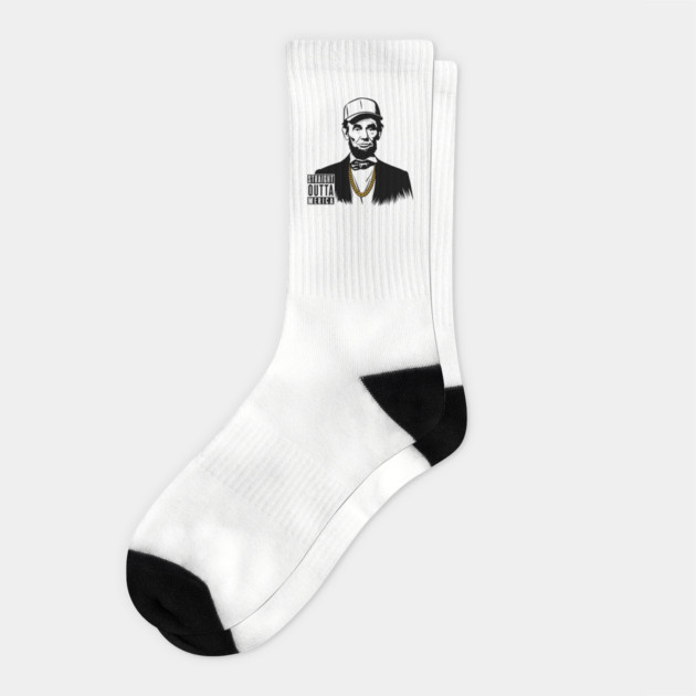 Straight Outta 'Merica Abraham Lincoln USA Patriotic Humor Socks by Anticorporati