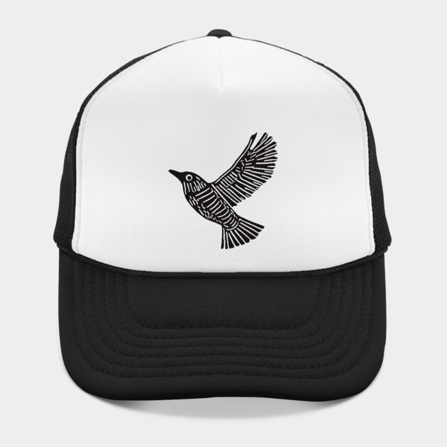 Intricate Black Bird Linocut Art - Op Art by TuncGK