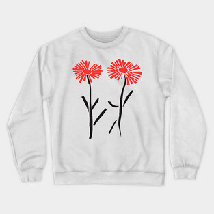 Minimalist Dancing Dandelions Linocut Design Crewneck Sweatshirt