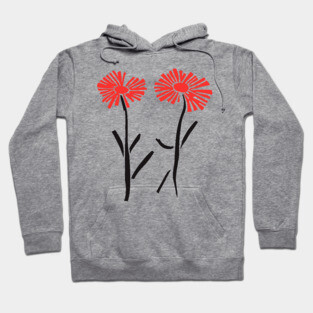Minimalist Dancing Dandelions Linocut Design Hoodie