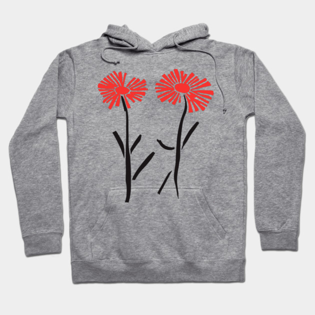 Minimalist Dancing Dandelions Linocut Design Hoodie by TuncGK