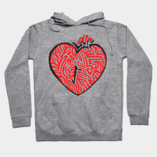 Geometric Heart Linocut Art for Bold Statements Hoodie