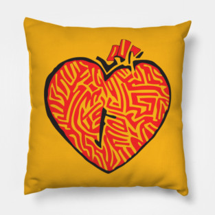 Geometric Heart Linocut Art for Bold Statements Pillow