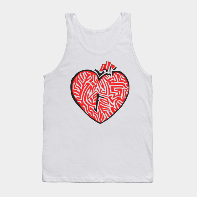 Geometric Heart Linocut Art for Bold Statements Tank Top by TuncGK